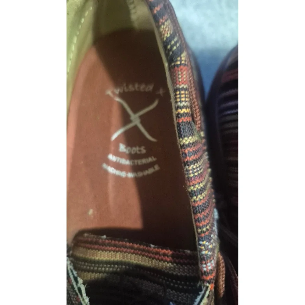 Twisted X WDM0103 Women 8M Serape Boat Shoes Western Boho Moccasin Stripe Flats